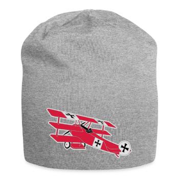 Fokker Airplane Flugzeug Roter Baron Red World War - Jersey Beanie - heather grey - Front
