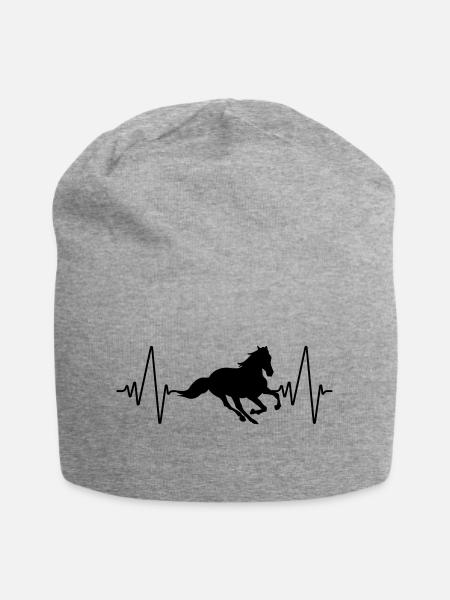 Heartbeat Pferde | Herzschlag | Black - Jersey-Beanie - Grau meliert
