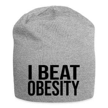 I Beat Obesity - Jersey Beanie - heather grey - Front