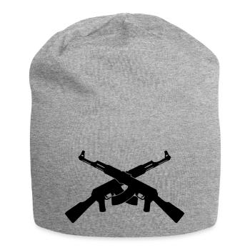 ak47 machine gun kalashnikov geek gamer fun - Jersey Beanie - heather grey - Front