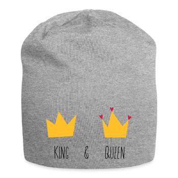 King and Queen Krone Herz Braut Bräutigam Mr Mrs & - Jersey-Beanie - Grau meliert - Vorne
