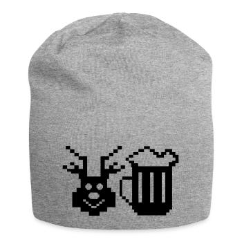 beer deer pixel - Jersey-Beanie - Grau meliert - Vorne