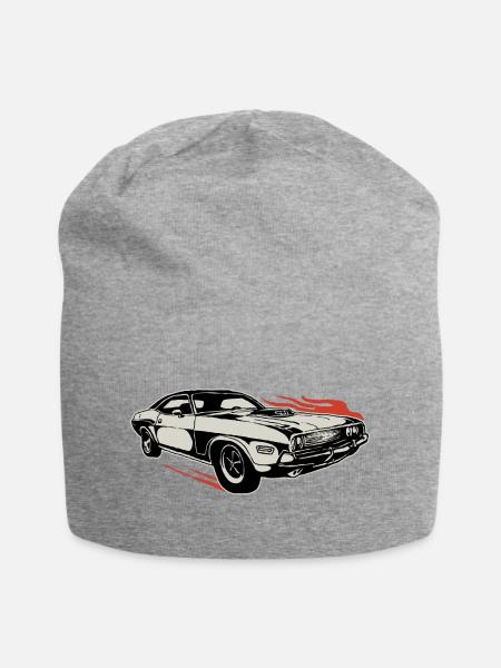 Vintage Muscle Car US Car Feuer oldschool - Jersey-Beanie - Grau meliert