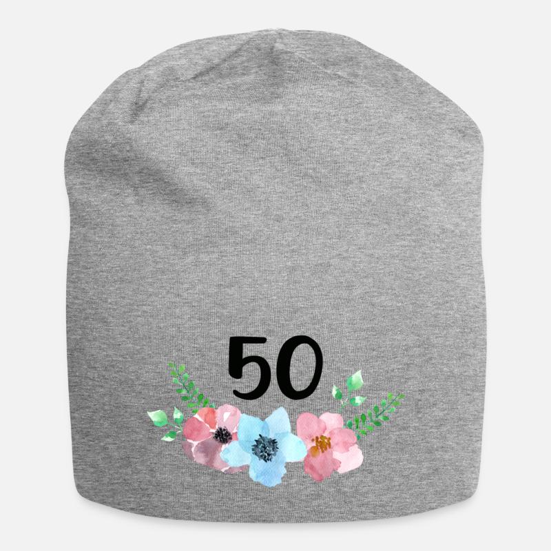 Fleurs avec numéro pour le 50e anniversaire de mariage doré - Bonnet en jersey - gris chiné