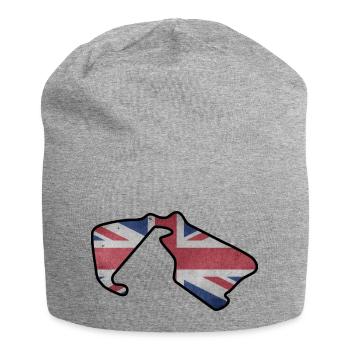 Großbritannien Rennstrecke mit Flagge - Jersey-Beanie - Grau meliert - Vorne