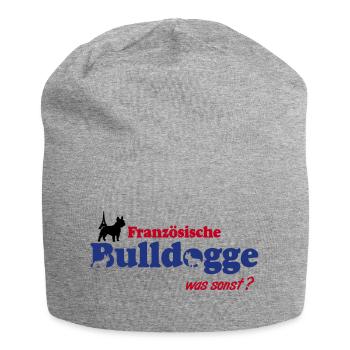 Französische Bulldogge Logo - Jersey-Beanie - Grau meliert - Vorne