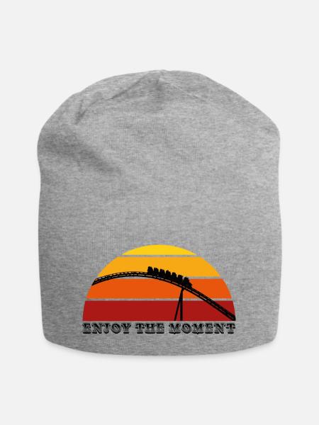 Genieße den Moment - Jersey-Beanie - Grau meliert