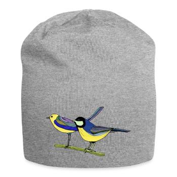 Vögel - Jersey-Beanie - Grau meliert - Vorne
