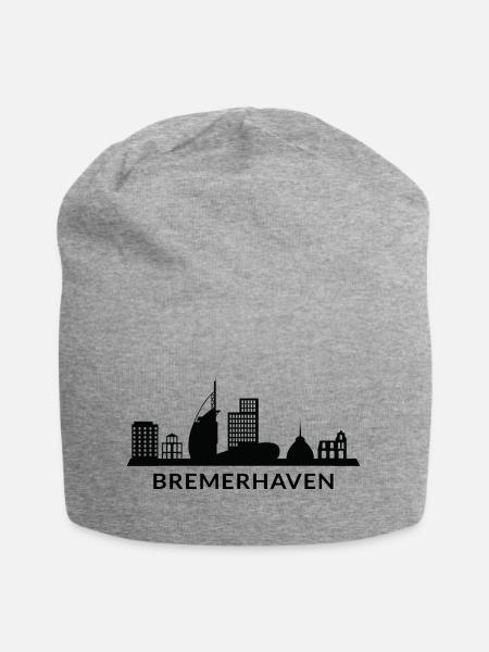 DIe Skyline von der Stadt Bremerhaven Deutschland - Jersey-Beanie - Grau meliert
