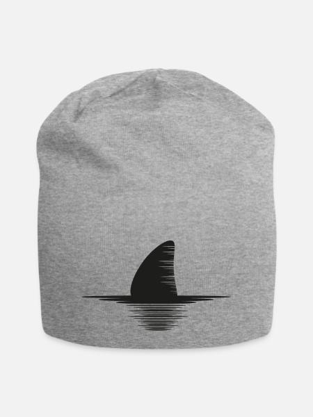 SILHOUETTE OF SHARK FIN SWIMMING - Jersey-Beanie - Grau meliert