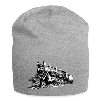 Eisenbahn Dampflok - Jersey-Beanie - Grau meliert - Vorne