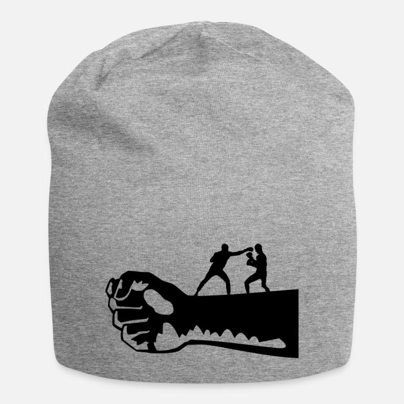Boxer auf einer Faust - Jersey-Beanie - Grau meliert