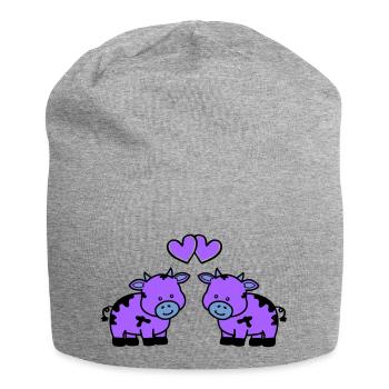 vaches amoureuses - Bonnet en jersey - gris chiné - Devant