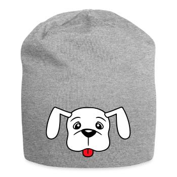 Dog Sticking Out Tongue Naughty Puppy Pet - Jersey Beanie - heather grey - Front