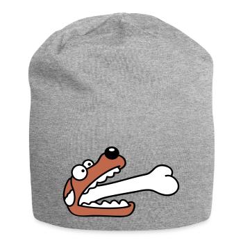 Hund Gierig Hungrig Großer Knochen Verschluckt - Jersey-Beanie - Grau meliert - Vorne