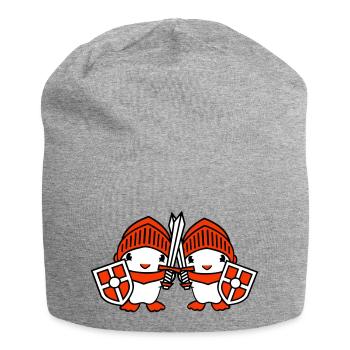 2 Enten Ritter Rüstung Schwert Schild Helm Kämpfer - Jersey-Beanie - Grau meliert - Vorne