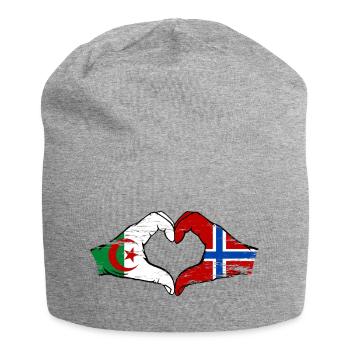 Algerien Norwegen Flagge Hände Herzform used - Jersey-Beanie - Grau meliert - Vorne