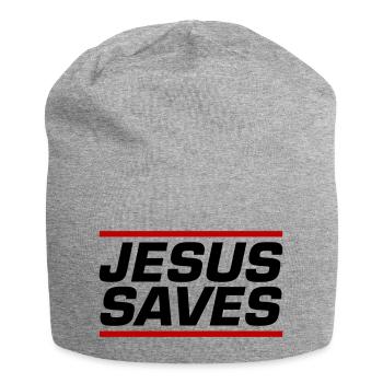 Jesus Rettet Bibelvers - Jersey-Beanie - Grau meliert - Vorne