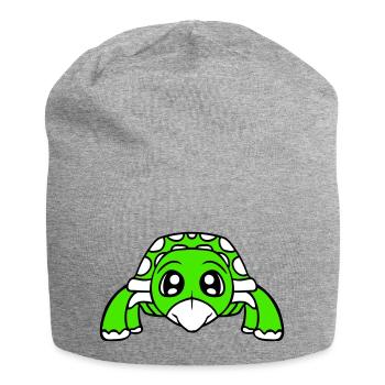 Schildkröte süß niedlich Kulleraugen kleines Kind - Jersey-Beanie - Grau meliert - Vorne