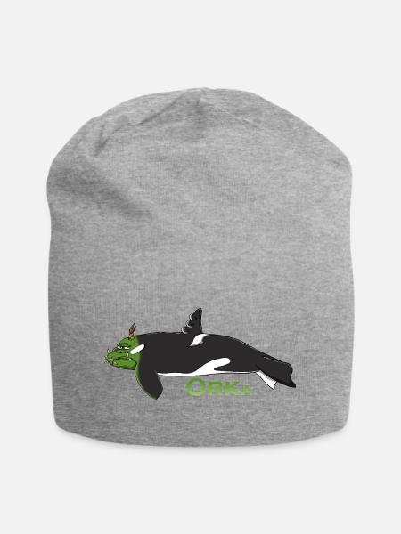 Humorvoller Orca - Jersey-Beanie - Grau meliert