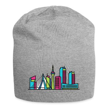 Amsterdam City Skyline Canal Houses Line Art - Jersey Beanie - heather grey - Front