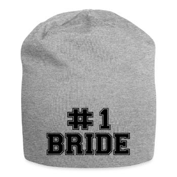 number one bride - Jersey Beanie - heather grey - Front