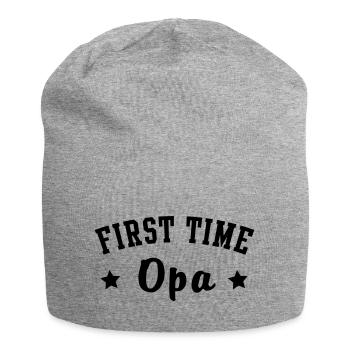 Conception PREMIÈRE FOIS grand-papa - Bonnet en jersey - gris chiné - Devant