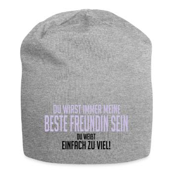 Beste Freundin, du weißt einfach zu viel - Jersey-Beanie - Grau meliert - Vorne