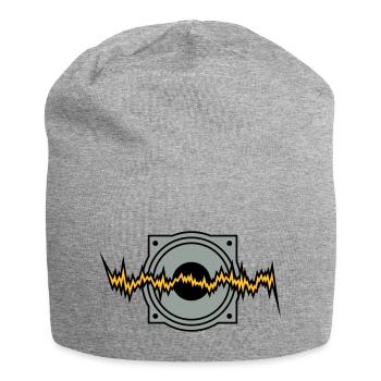 woofer bass techno beat box hip hop music sound - Jersey Beanie - heather grey - Front