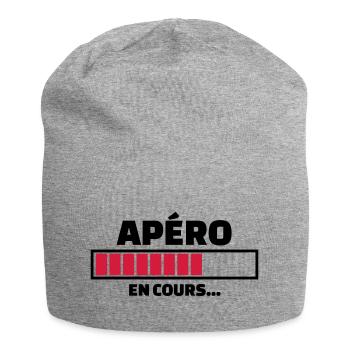 apéro en cours - Bonnet en jersey - gris chiné - Devant