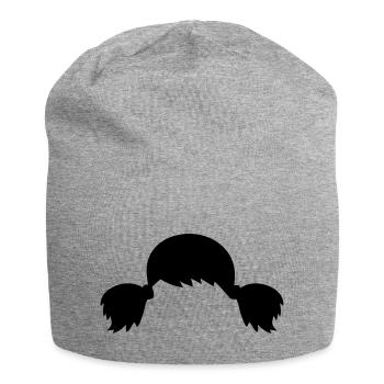 Pigtails hair style - Jersey Beanie - heather grey - Front