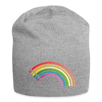 Regenbogen LED - Jersey-Beanie - Grau meliert - Vorne