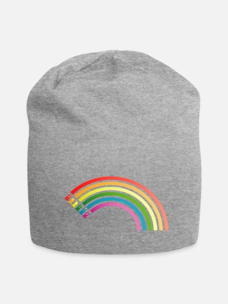 Regenbogen LED - Jersey-Beanie - Grau meliert