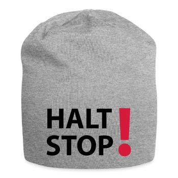 Halt Stop! - Jersey Beanie - heather grey - Front