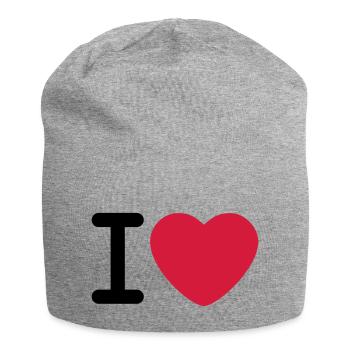 I love - Jersey Beanie - heather grey - Front