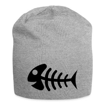 fish_bones_f1 - Jersey Beanie - heather grey - Front
