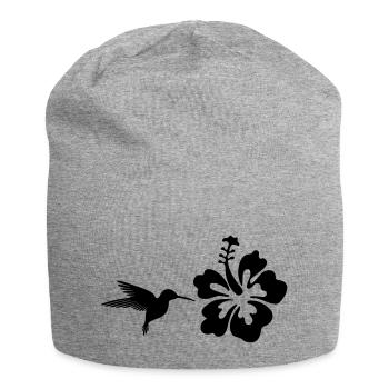 Kolibri Hibiskus Blüte Blume tropisch Hawaii Shirt - Jersey-Beanie - Grau meliert - Vorne
