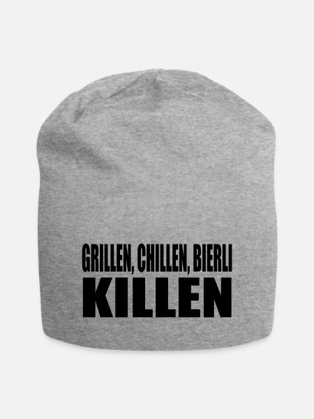 grillen chillen bierli killen - Jersey-Beanie - Grau meliert