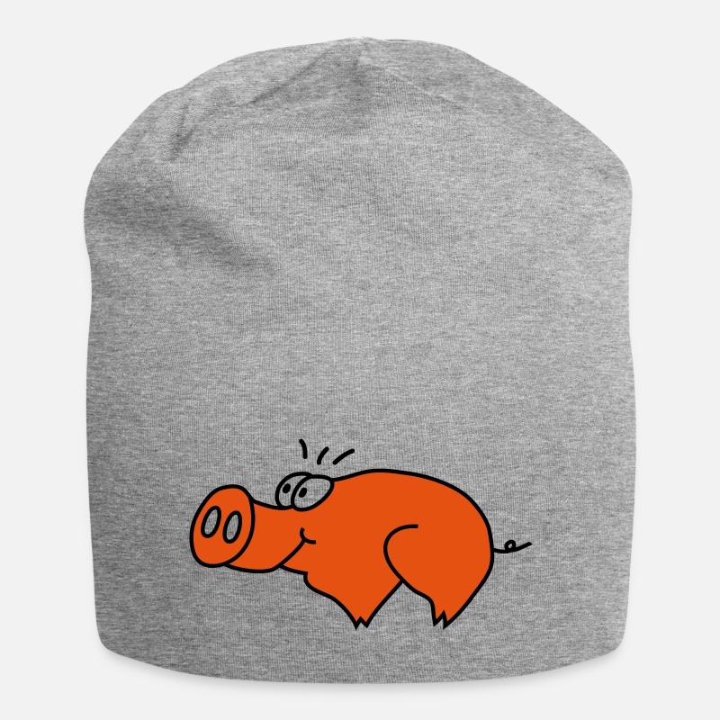 Schwein - Jersey-Beanie - Grau meliert