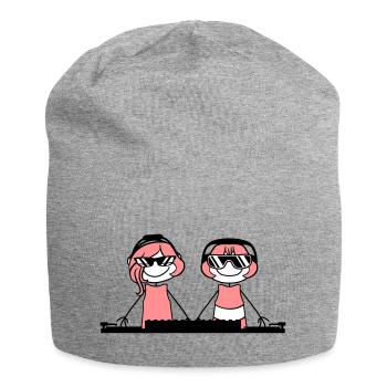 2 amis amies couple duo amour mixe pla pla - Bonnet en jersey - gris chiné - Devant