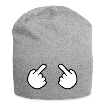2 haende ich kontur hand comic cartoon zeigen zeig - Jersey-Beanie - Grau meliert - Vorne