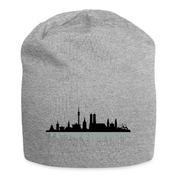 Skyline München Spiegelung - Jersey-Beanie - Grau meliert - Vorne