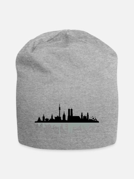 Skyline München Spiegelung - Jersey-Beanie - Grau meliert