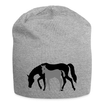 Mare and Foal Horse Design - Jersey Beanie - heather grey - Front