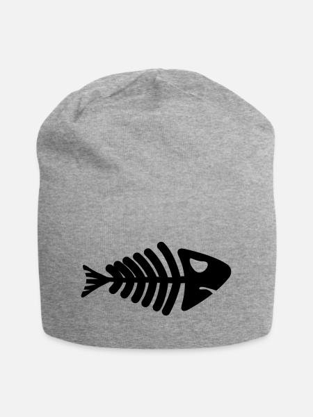 fish skeleton bone tail - Jersey-Beanie - Grau meliert