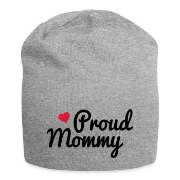 Proud Mommy - Jersey Beanie - heather grey - Front