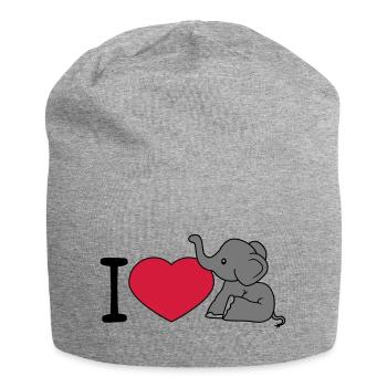 elefant i love liebe herz sitzend suess kalb klein - Jersey-Beanie - Grau meliert - Vorne