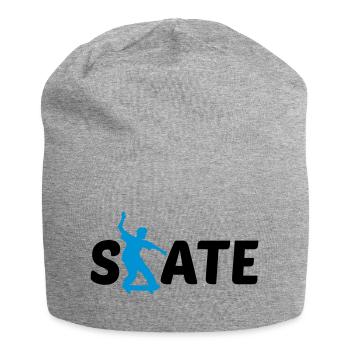 logo skate text skateboard stunt trick fahren spas - Jersey-Beanie - Grau meliert - Vorne