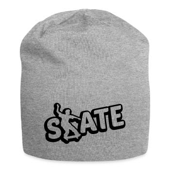 cool skate text logo skateboard stunt trick ride - Jersey Beanie - heather grey - Front
