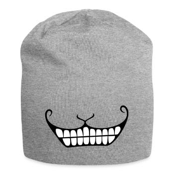 Grinsen / Cheshire cat smile (2c) - Jersey-Beanie - Grau meliert - Vorne